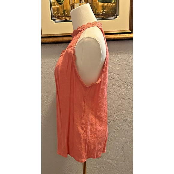 Mine Anthropology Tank Top M Scalloped Crochet Lace Funnel Neck Boho Chic Girly - Picture 4 of 9